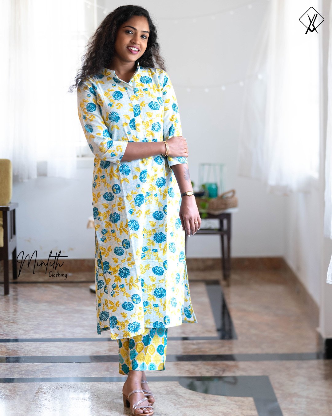 Ahlum – Cotton Collar Kurta Set (Blue)