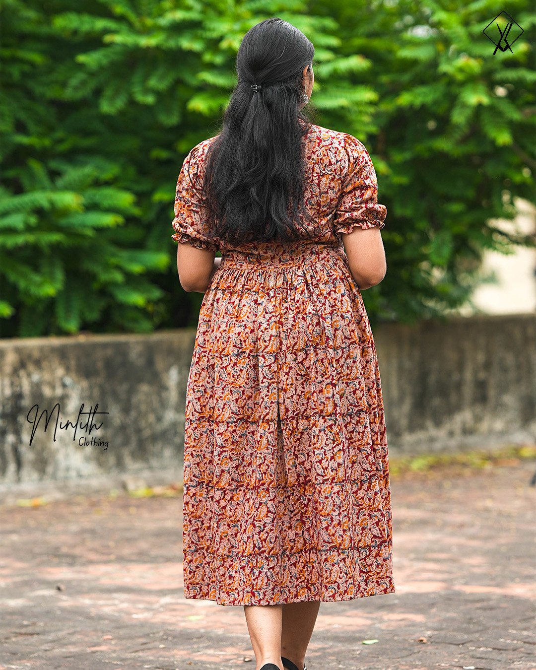 KAIRA- Kalamkari Collar Gathered Dress - Image 6