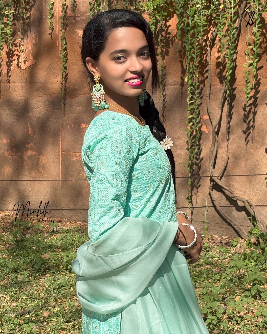FARZU – Chikankari Kurti with Organza Skirt Set - Image 6