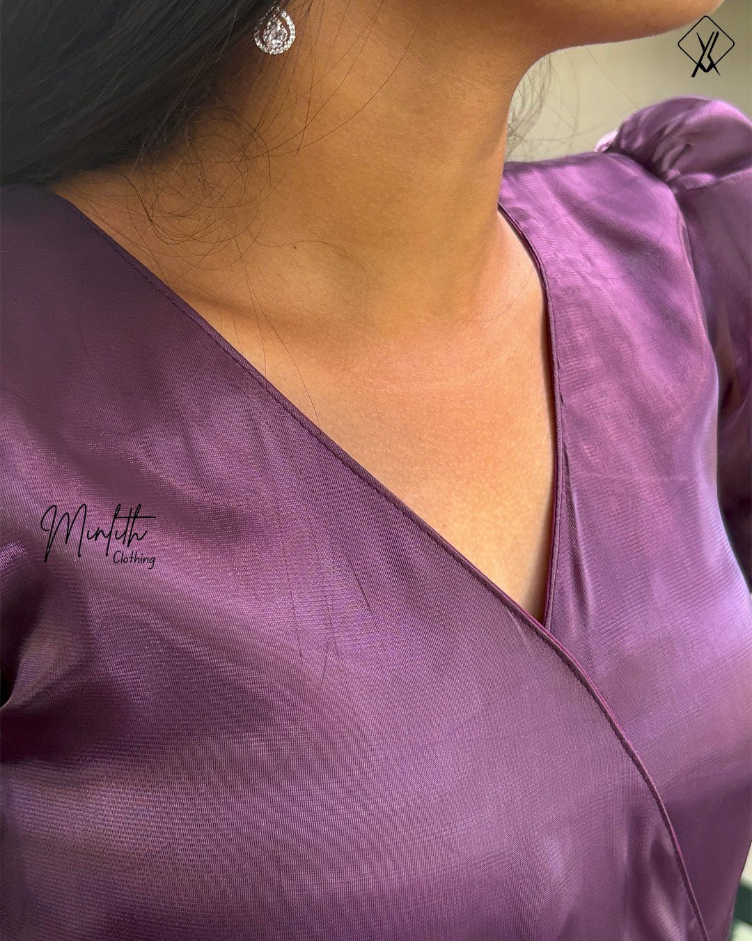 Glaze – Overlap Glass Tissue Organza Dress (Irish Purple) - Image 3