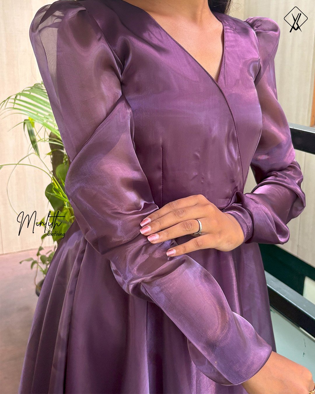 Glaze – Overlap Glass Tissue Organza Dress (Irish Purple) - Image 4