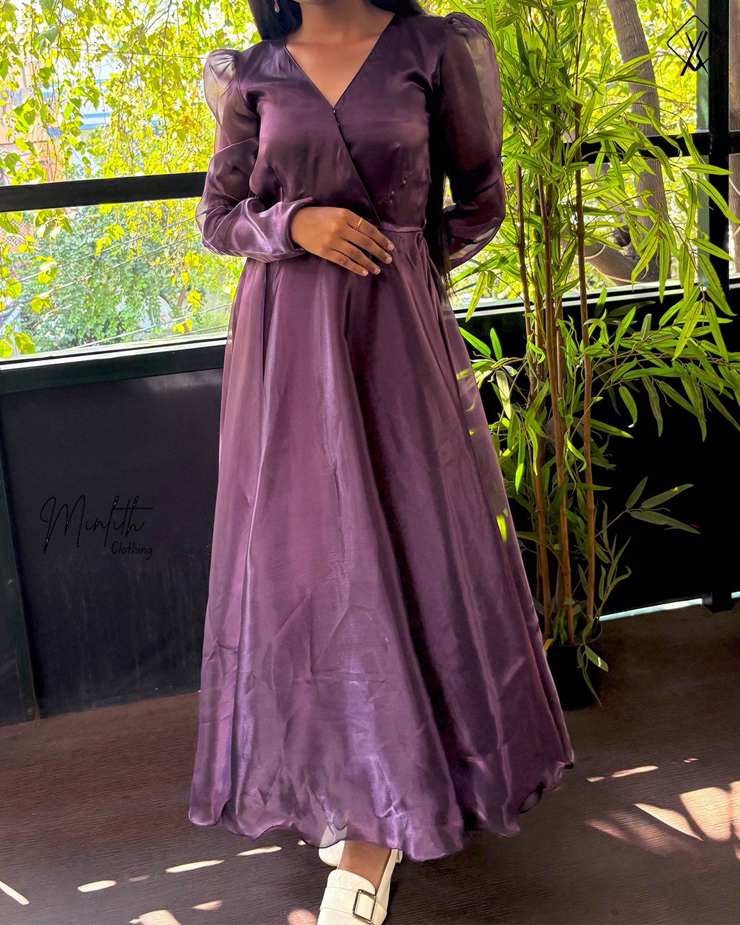 Glaze – Overlap Glass Tissue Organza Dress (Irish Purple) - Image 5
