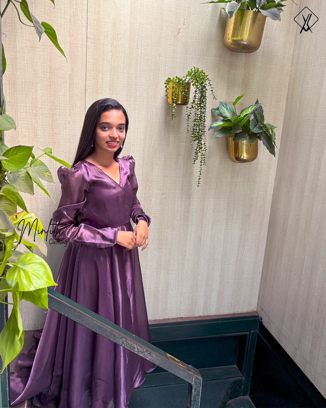 Glaze – Overlap Glass Tissue Organza Dress (Irish Purple) - Image 6