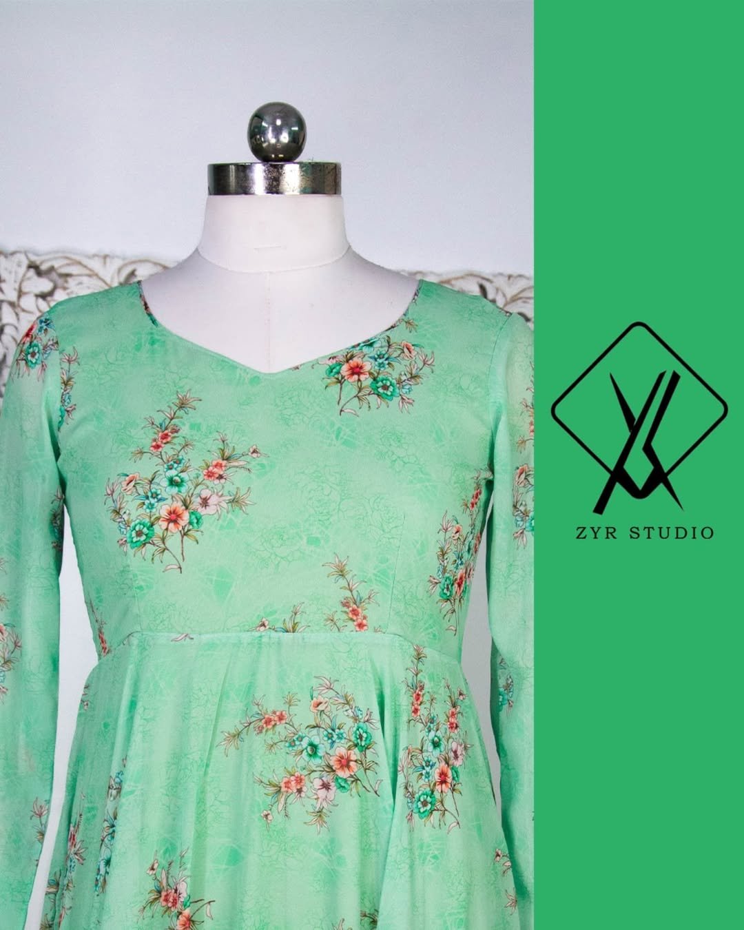 AYLA- Floral Georgette Anarkali with Shawl - Image 4