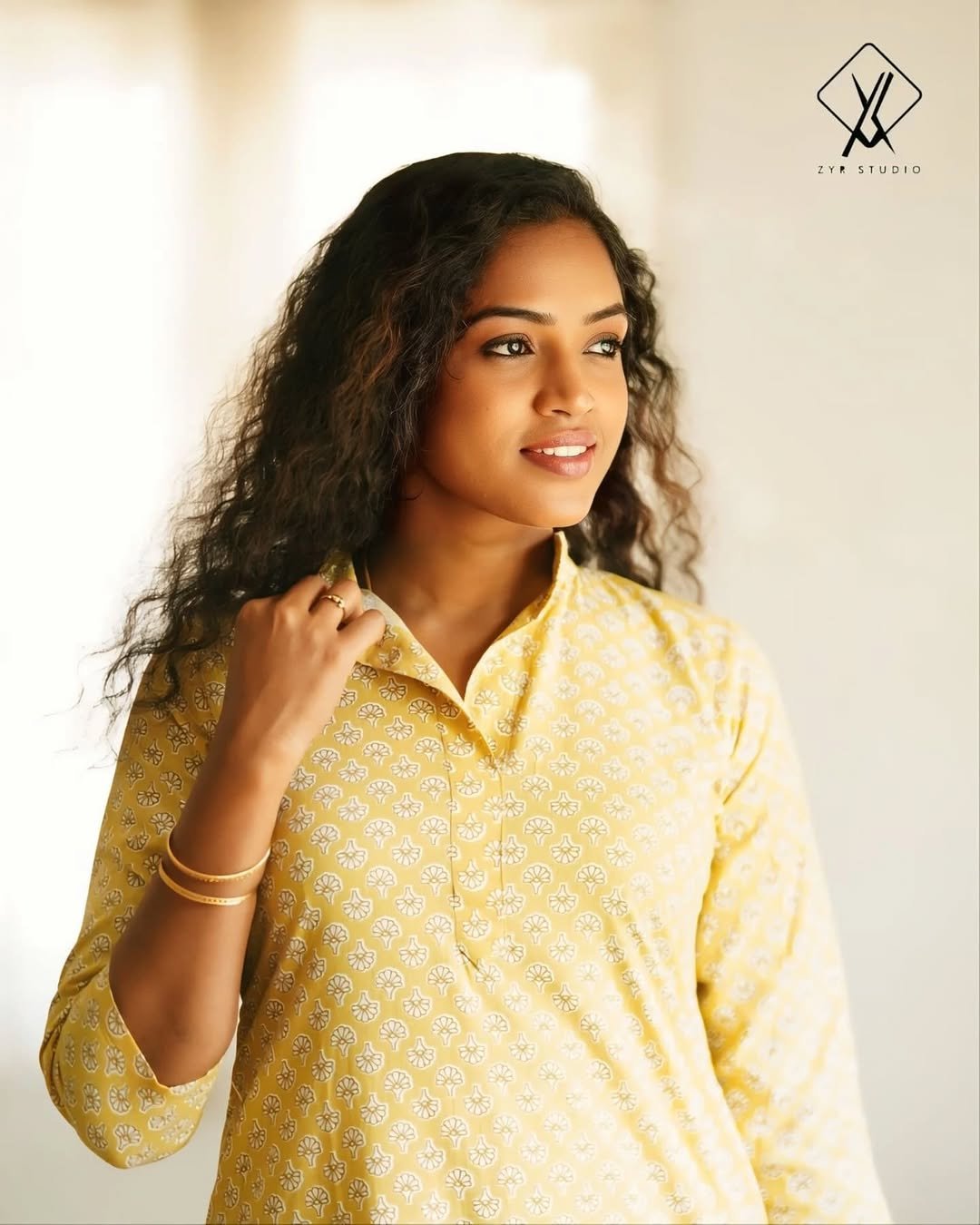 AHLUM – Cotton Collar Kurta Set (Yellow) - Image 4