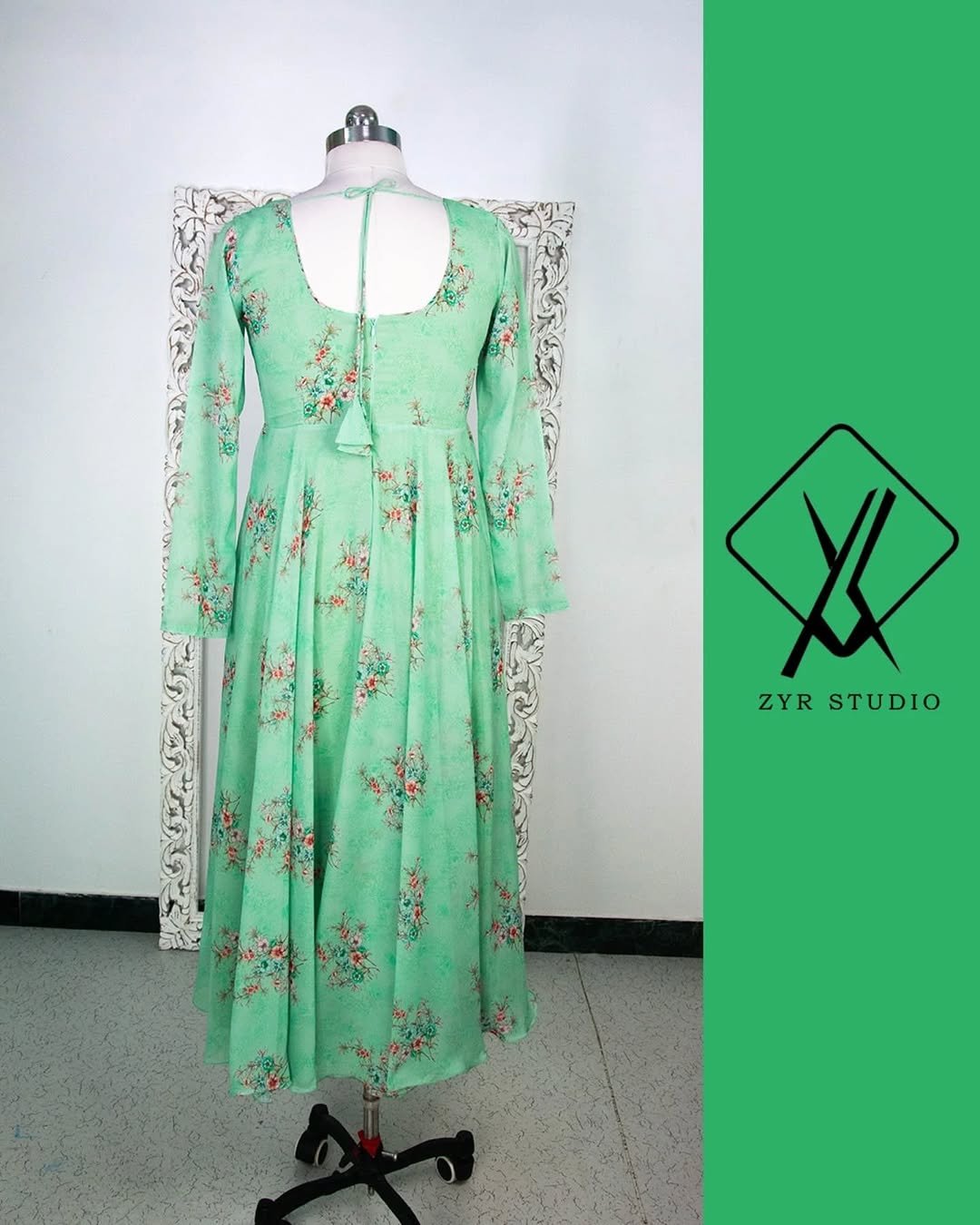 AYLA- Floral Georgette Anarkali with Shawl - Image 5