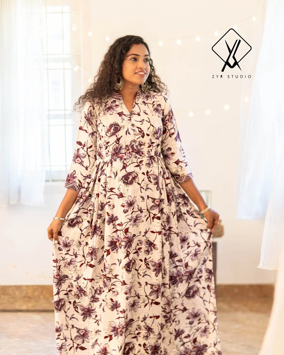 AIZA - Chinese Collar Anarkali set
