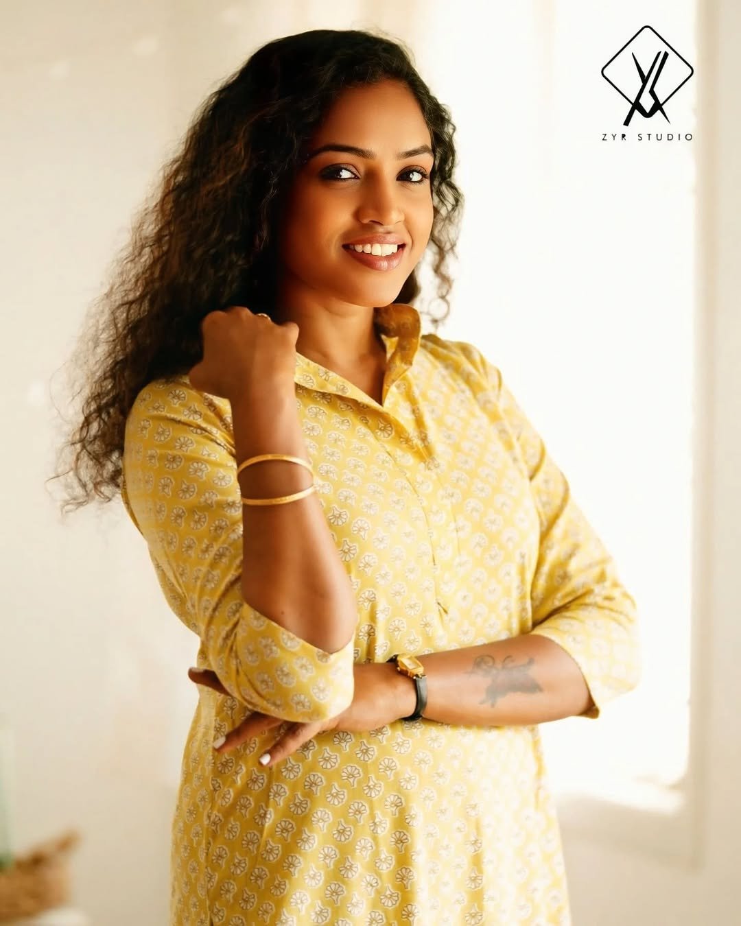AHLUM – Cotton Collar Kurta Set (Yellow) - Image 2