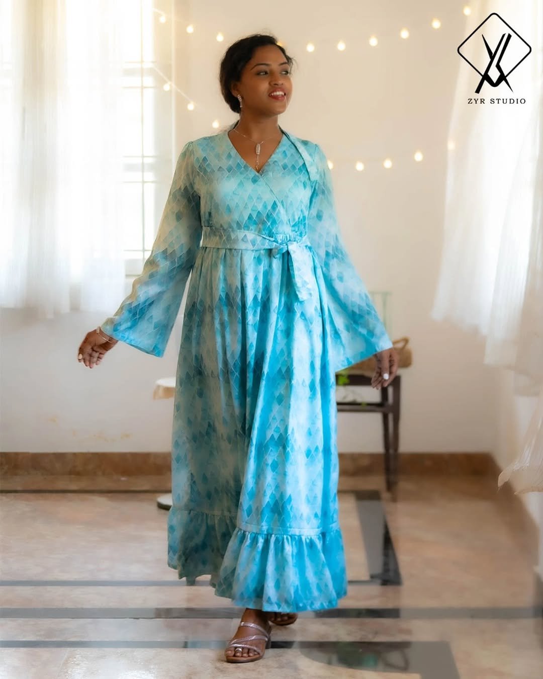 ALLEN - Ice Blue Floral Frock