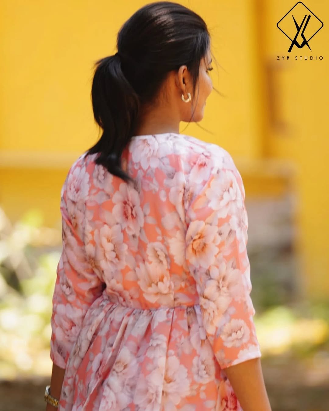 CALA - Peach Organza Floral Frock - Image 4