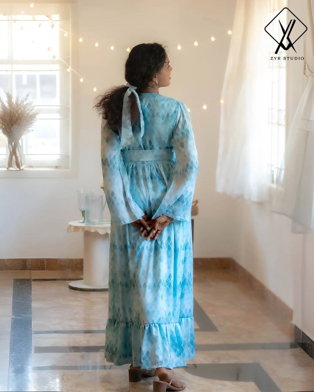 ALLEN - Ice Blue Floral Frock - Image 4
