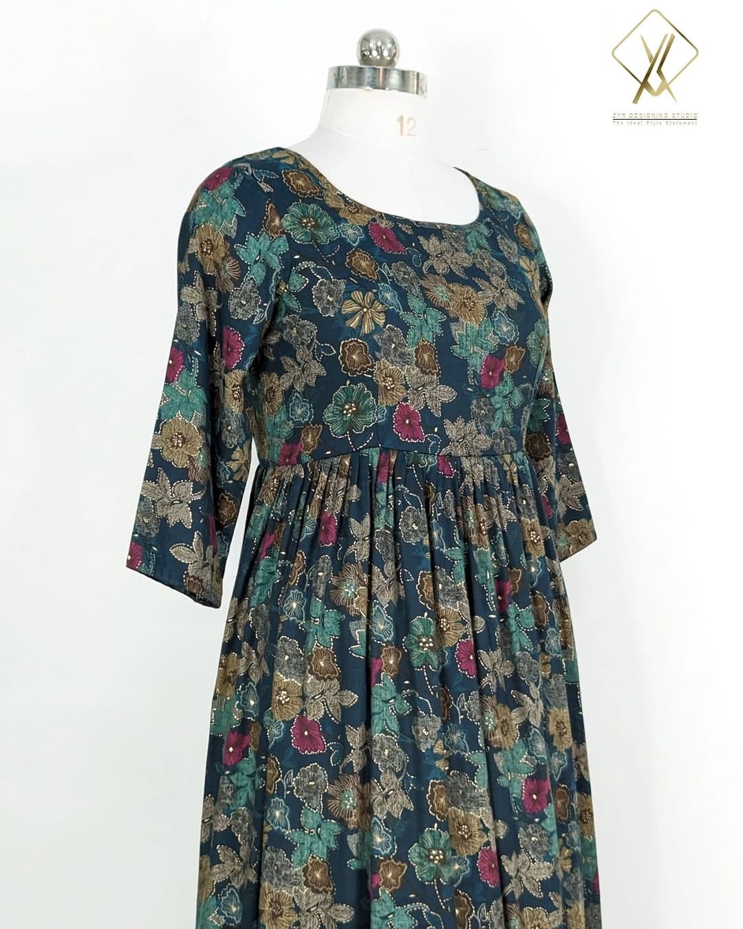 FILONA - Flowy Rayon Frock (Peacock blue ) - Image 2