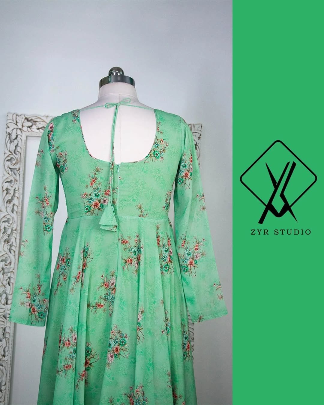 AYLA- Floral Georgette Anarkali with Shawl - Image 3