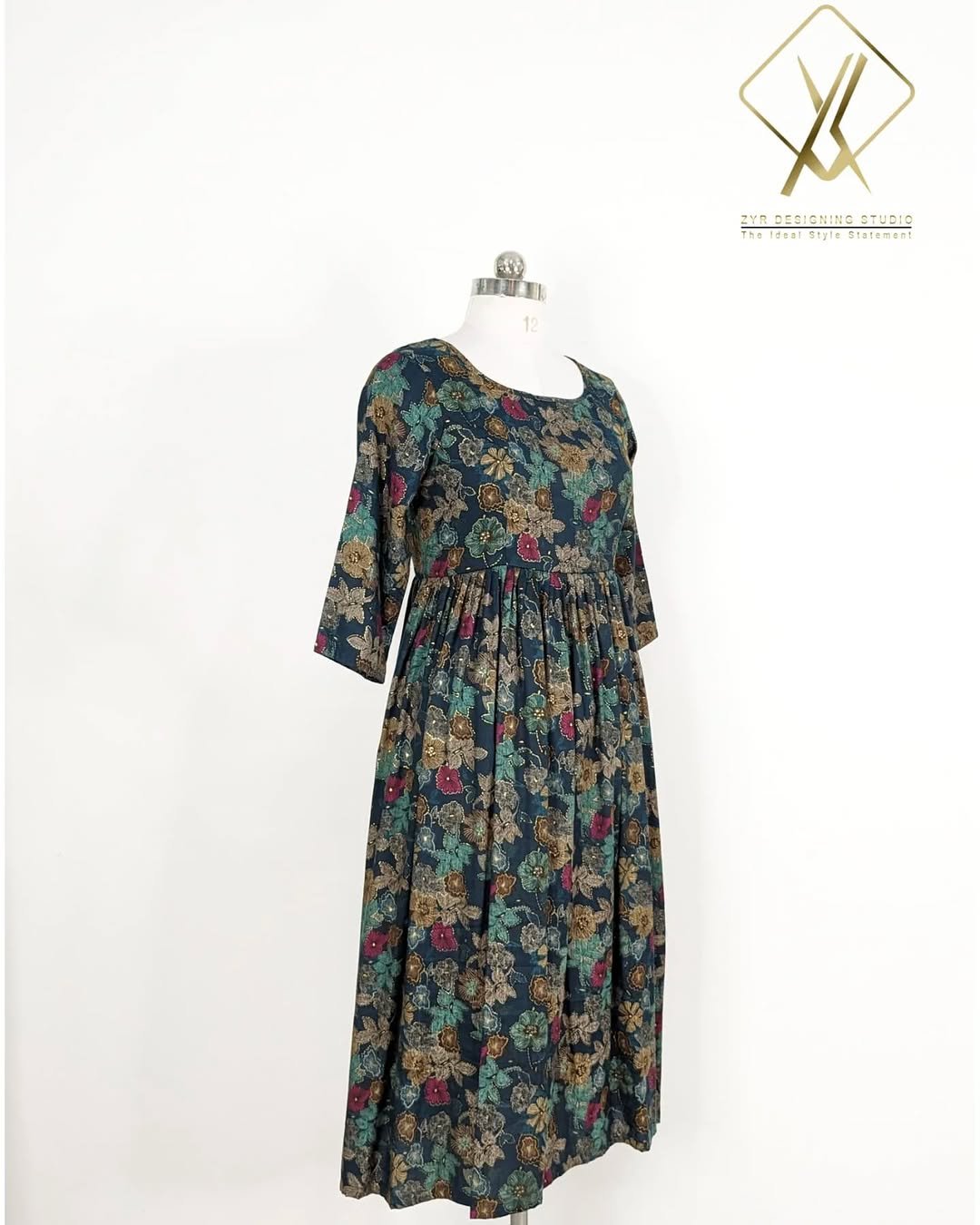 FILONA - Flowy Rayon Frock (Peacock blue ) - Image 3