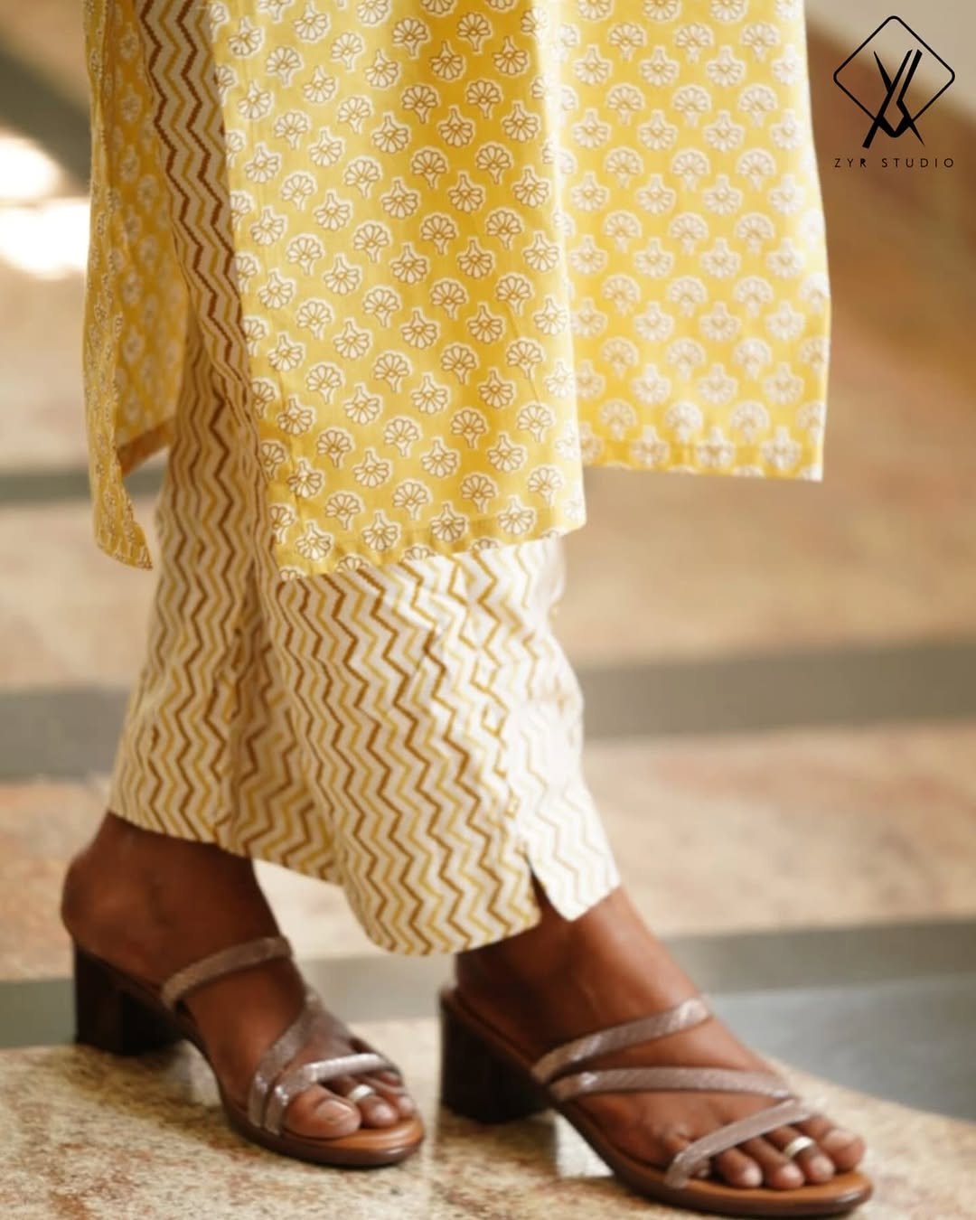 AHLUM – Cotton Collar Kurta Set (Yellow) - Image 3