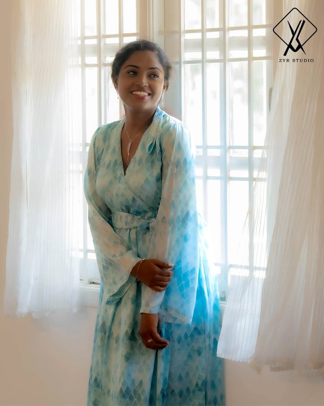 ALLEN - Ice Blue Floral Frock - Image 3