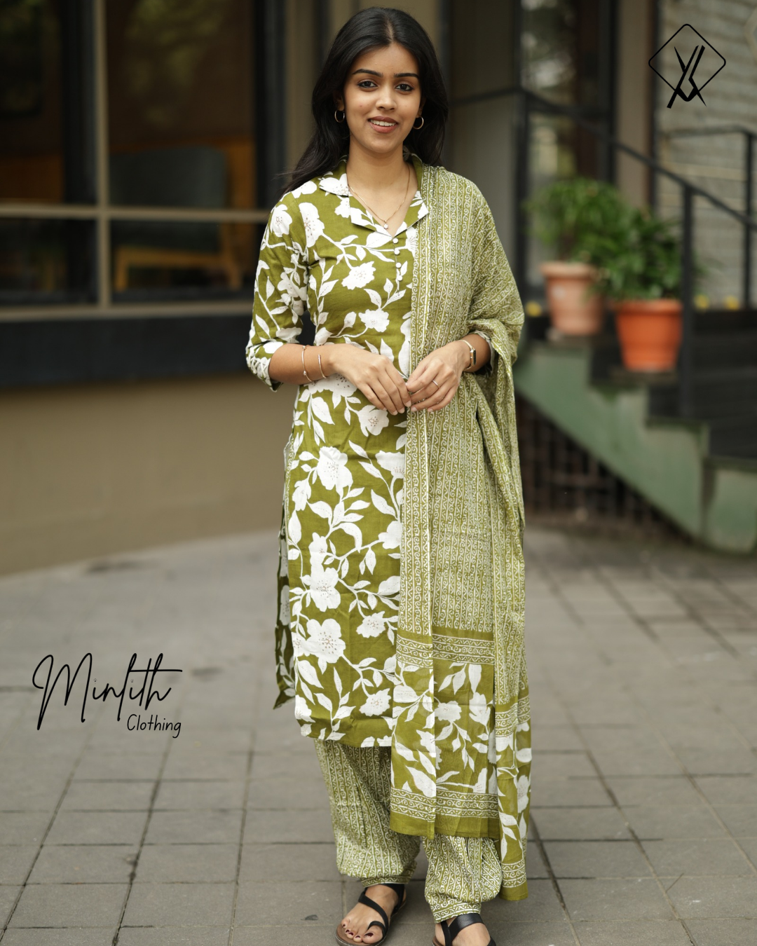EDEN- Floral Green Kurti Set