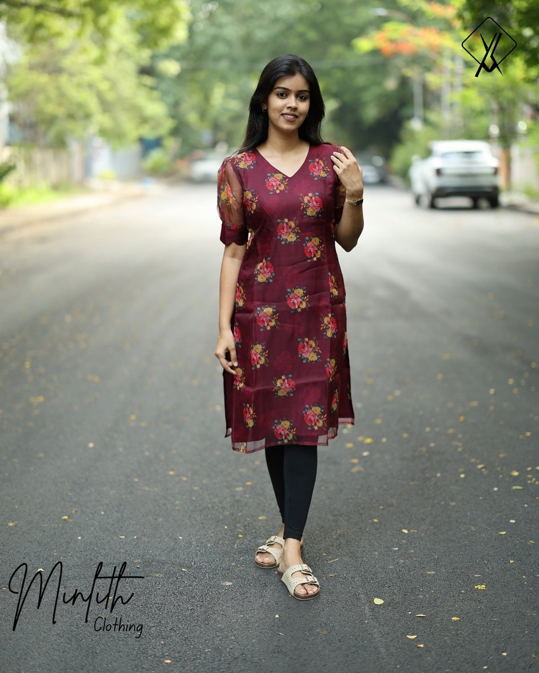 LYVIA- Organza Puff Sleeve Kurti - Image 5
