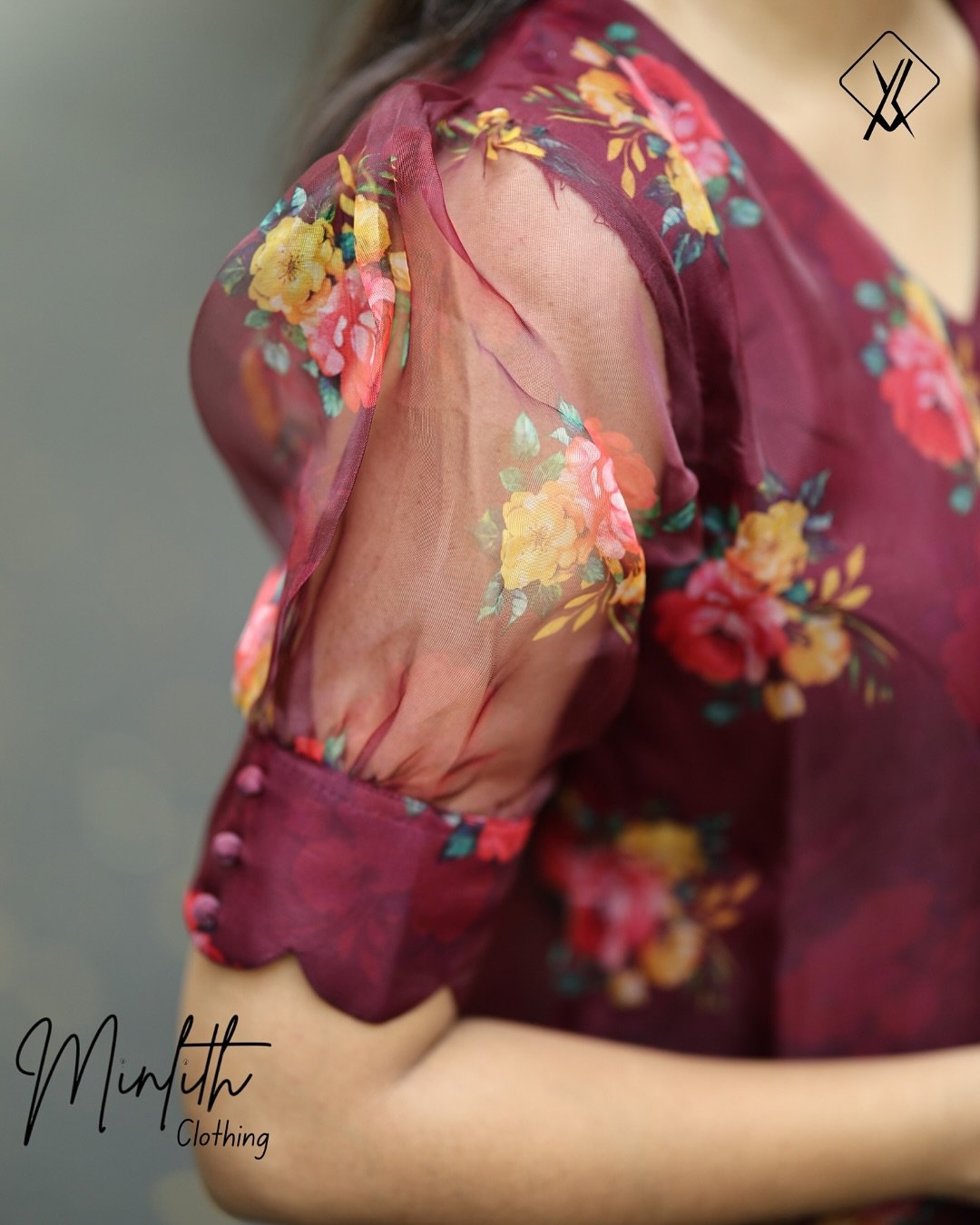 LYVIA- Organza Puff Sleeve Kurti - Image 2