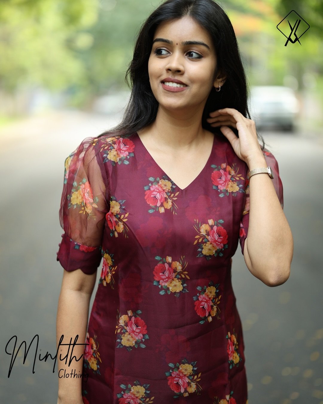 LYVIA- Organza Puff Sleeve Kurti - Image 4