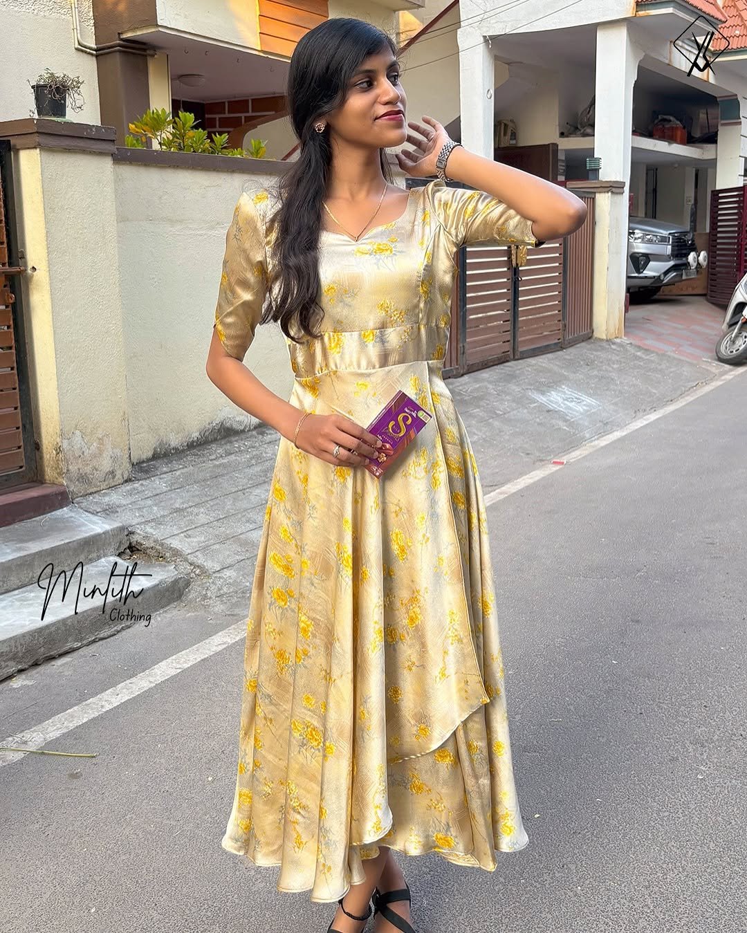 HAZEL - Satin Overlap Flared Dress